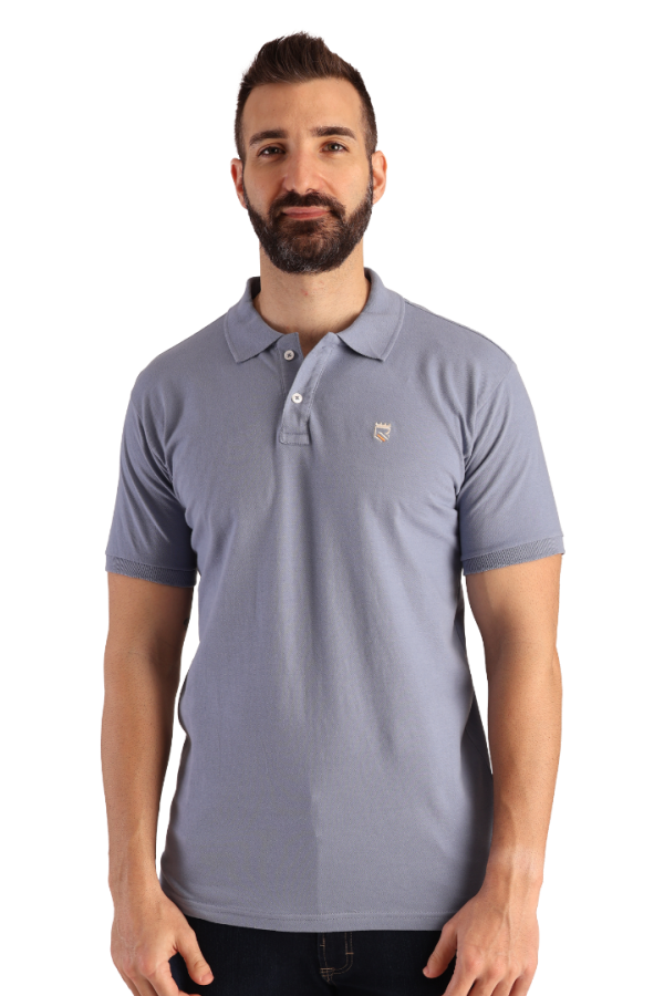 Playera Tipo Polo Casual Manga Corta Azul Acero Slim Fit Para Caballero